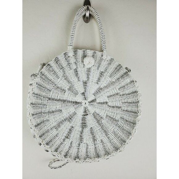 Mudpie white and silver wicker handbag shoulder strap and handles used 1x EUC - Picture 4 of 10